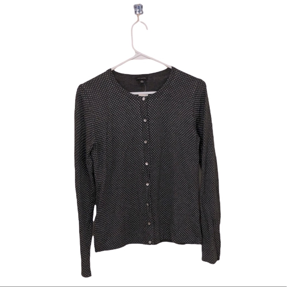 Ann Taylor Button Down Polka Dot Cardigan